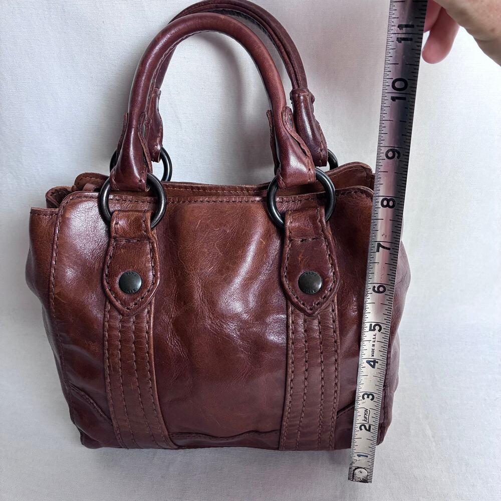 Frye Leather Satchel Purse Cognac Brown Western Boho Coastal Cowgirl Chic - Picture 12 of 12